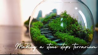 how to make an easy stone steps terrarium  staircase terrarium build [upl. by Burnley]