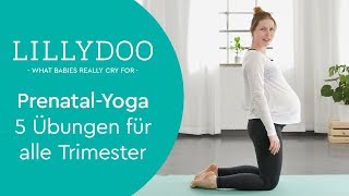 Schwangerschaftsyoga – 5 Übungen für alle Trimester  LILLYDOO Yogalehrerin Denise [upl. by Floeter609]