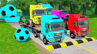 TRANSPORTING PIXAR CARS amp FRUITS WITH COLORED amp JOHN DEERE vs CLAAS vs TRACTORS  BeamNGdrive 962 [upl. by Asennav789]