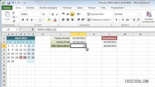 Función DIASLAB en Excel [upl. by Cence]