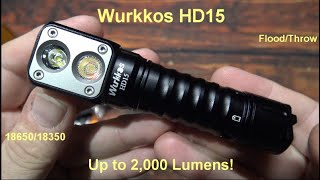 Wurkkos HD15 Headlamp Angle Flashlight Kit Review Samsung LH351D Lumunis SST20 2000 Lumens [upl. by Nehgaem]