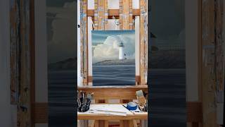 A painting of a lighthouse in a storm… paintingprocess art painting asmr shorts [upl. by Amyaj]