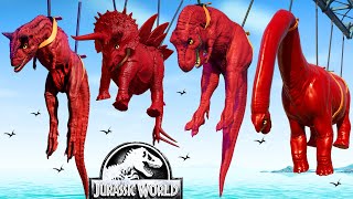 Ultimate Red Dinosaurs Fighting Showdown TRex vs Irex Spinosaurus Isla Pena Jurassic World Evolution [upl. by Arramahs]