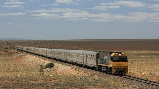 LONGEST STRAIGHT SECTION OF RAILWAY IN THE WORLD Trains on the Trans Australian Railway [upl. by Yaras920]