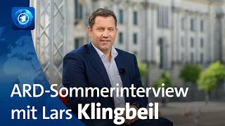 ARDSommerinterview mit Lars Klingbeil SPDVorsitzender [upl. by Sorensen778]