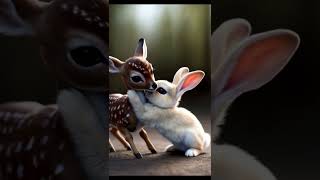 Cutenes Overload 💘 Tiny Fawn and Baby Bunny [upl. by Arabrab696]