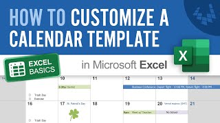 How to Customize A Calendar Template in Excel [upl. by Hendrickson]