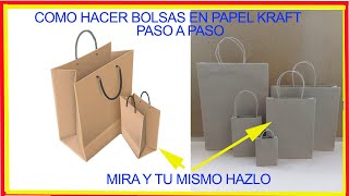 como hacer bolsas con papel KRAFT paso a paso muy fácil de hacer todo en forma manual y MUY ÚTIL [upl. by Cochard]