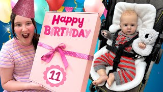 ALIYAH TURNS 11  SURPRISE BIRTHDAY SHOPPING WITH REBORN BABY ANDY [upl. by Scandura]