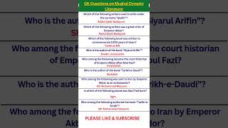 Important GK Questions on Mughal Dynasty Literature 1  All Competitive Exam  SSC  RAILWAY  CGL [upl. by Krongold]