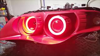 MG ZSRover 45 Custom Projector Upgrade Headlights with RGB Angel EyesHalo Rings [upl. by Halilahk]