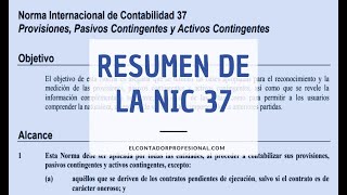 NIC 37 Provisiones Pasivos Contingentes y Activos Contingentes 👍 [upl. by Asile]