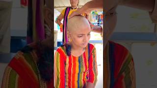 College girl headshave from local barber Indian girl headshave razor headshave bald baldness [upl. by Noletta]