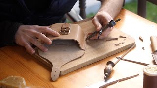 How to make a leather belt bag with wet molding technique ASMR [upl. by Tedman]