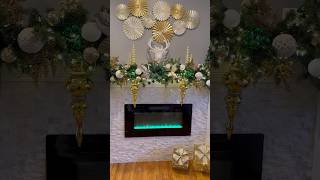 Verde blanco y dorado chimenea navidad2024 christmasdecoration christmas fireplace ideas diy [upl. by Teplica]