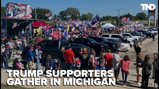 Large crowd gathers for Trump town hall in midMichigan security at top of mind [upl. by Eilsek]