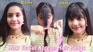 CUTTING MY FRONT HAIRS  BANGS  AT HOME  HOW TO CUT KORIAN STYLE FRONT HAIR BANGSINDIANGLAMOUR07 [upl. by Syst]