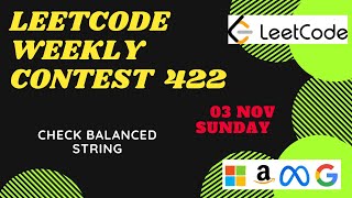 Leetcode Weekly Contest 422  Q1  JAVA  Check Balanced String [upl. by Ragan751]