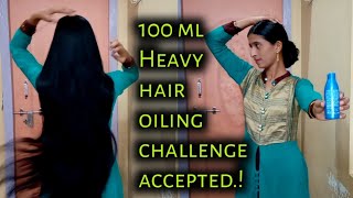 100ml Hair oil challengeheavy hair oiling Routinepass or faillifestyle of Indian MomMadeenatalks [upl. by Nyrmak]