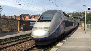 TGV Duplex passing Boulogne Tintelleries with horn [upl. by Berrie27]