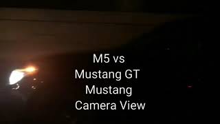 BMW E60 M5 V10 vs Mustang GT BMW shooting flames [upl. by Celestyna]