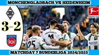 MONCHENGLADBACH VS HEIDENHEIM  32  Matchday 7 Bundesliga 202425 [upl. by Alisa]