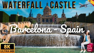 Captivating serene amp tranquil Barcelona waterfall Castle in Spain  waterfall sounds no music [upl. by Aikmat372]