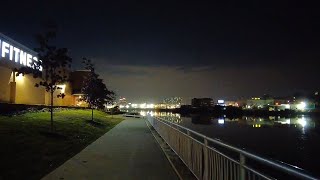 Night walk along the Passaic River in Kearny New Jersey USA  Kearny Riverwalk [upl. by Audre]