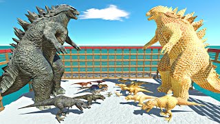 Honey War in CageCarnivore DinosaursGodzilla 2014 vs Honey Itself  Animal Revolt Battle Simulator [upl. by Amlev]