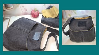 Amazing sewing bag idea just with old jeans 💥✂️sew this multi pocket bag just in 20 minutes 👌🧵diy [upl. by Sibyls]