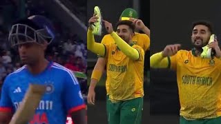 Tabraiz Shamsi Celebration After Suryakumar yadav Wicket Today Match Ind Vs SA match Update indsa [upl. by Ahsauqram]