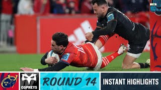 Munster v Ospreys  Instant Highlights  Round 14  URC 202223 [upl. by Morgana503]