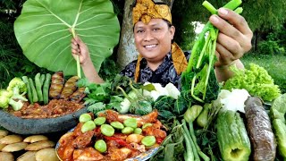 MUKBANG 20 MACAM LALAPAN  sarden pete mentah  SAMBAL TERASI nasi hangat  pesta lalapan mentah [upl. by Onairotciv91]