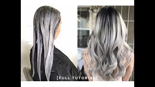 FULL TUTORIAL how to babylights balayage on blackdark hair  bleach wash  color melt tone [upl. by Shuping]