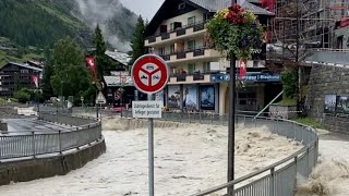 Unwetter in der Schweiz Zermatt von Außenwelt abgeschnitten [upl. by Hoffarth]