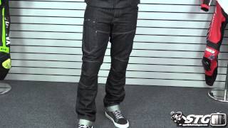 Dainese D1 Kevlar Riding Jean Review from SportbikeTrackGearcom [upl. by Adelaida]