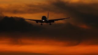 Fiery Sky With Airplane Stock Video [upl. by Fitton874]