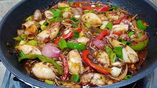 Secret to a TENDER and DELICIOUS Squid Super Easy and Simple Recipe spicysquidstirfry [upl. by Neelyaj62]