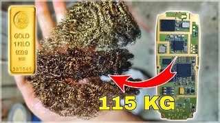 Gold plated from 115 kg of cellphone PCBs on steel wool [upl. by Ayik449]