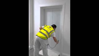 Spraying a lift door in Tikkurila Otex Akva [upl. by Notyarb]