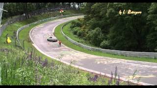 VLN 4 22062013 Crash und Code 60 am Wippermann in der ersten Rennstunde [upl. by Godwin]