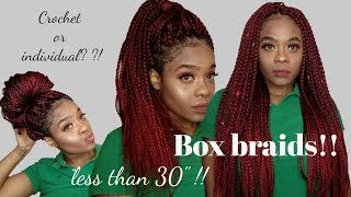 HOW TO  POETIC JUSTICE BRAIDS ON SHORT NATURAL HAIR  DIY Crochet Box Braids [upl. by Kazim]