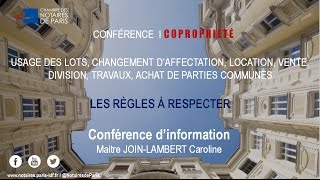 Conférence  Les règles à respecter en copropriété [upl. by Larianna]