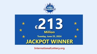 One lucky Portuguese ticketholder wins €213 million EuroMillions Superdraw jackpot on Jun 25 2024 [upl. by Hugh3]