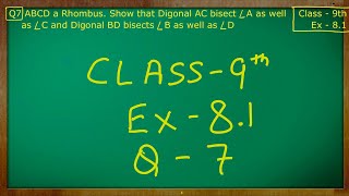 Class  9th Maths  Quadrilaterals  Ex 81 Q no 7 solved ncert cbse [upl. by Aimit610]