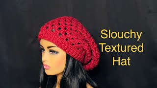 Slouchy Textured BeanieHat  Crochet Tutorial [upl. by Ahasuerus]