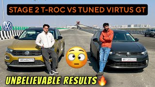 Stage 2 TROC VS STAGE 1 VIRTUS GT🚀 Unexpected Results🔥 virtus tunedtroc dragrace [upl. by Sinnej]