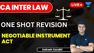 Negotiable Instrument Act  One shot Super Fast Revision  CA Intermediate Law  Indresh Gandhi [upl. by Donnelly]