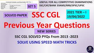 cgl previous year question paper tier 1  CGL 2021 Math solved paper 12042022 [upl. by Aifas695]