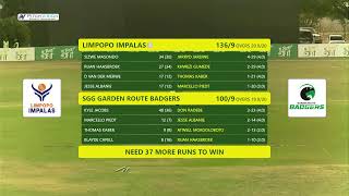 CSA Provincial T20 KnockOut Challenge  Limpopo Impalas vs SGG Garden Route Badgers [upl. by Russ]